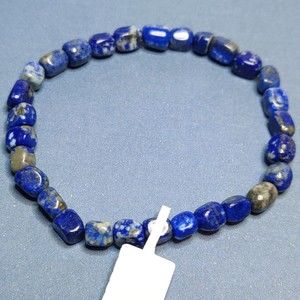 LAPIS LAZULI STRETCHY NUGGET BRACELET NATURAL STONE w/ FREE FELT POUCH-NB32